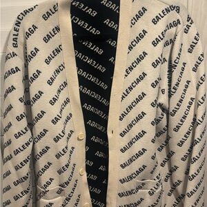 Balenciaga Cream Cardigan with Logo Pattern